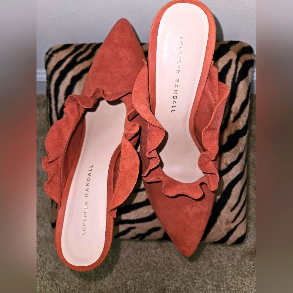 Loeffler Randall Ruffle Mules in Terracotta